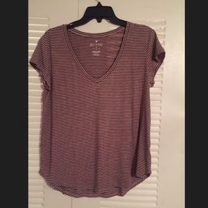 American Eagle soft and sexy striped v neck